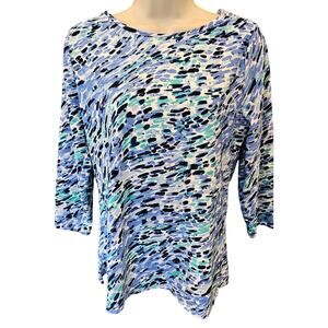 Emily daniels sequin sparkle leapord print blue sz S EUC career casual vintage
